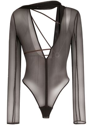 Jacquemus body Le body Abanaba à effet de transparence - Marron