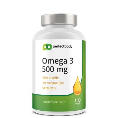 Omega 3 visolie softgels - 500mg EPA & DHA - Zuiver & hoogwaardig - Voor hart & hersenen - 100 softgels PerfectBody Omega 3 visolie softgels - 500mg EPA & DHA - Zuiver & hoogwaardig - Voor hart & hersenen - 100 softgels PerfectBody