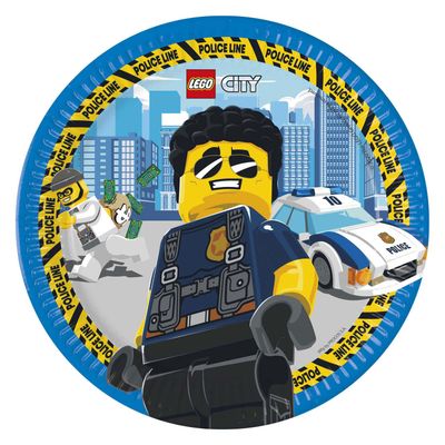 Globos Papieren bordjes fsc lego city, 8st.