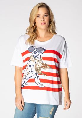 Yoek Wijd shirt fashion dog | Wit | Maat 50/52