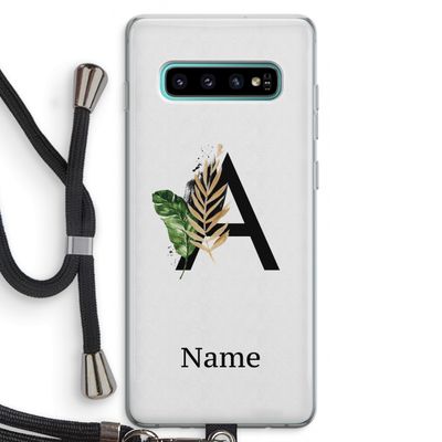 Charcoal Flora: Samsung Galaxy S10 Plus Transparant Hoesje met koord