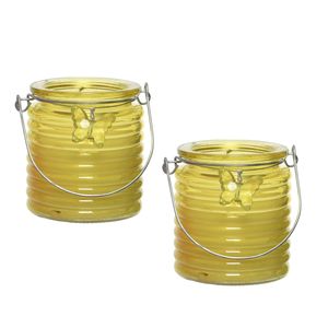 Citronella kaars - 2x - in windlicht - geel - 20 branduren - citrusgeur - geurkaarsen