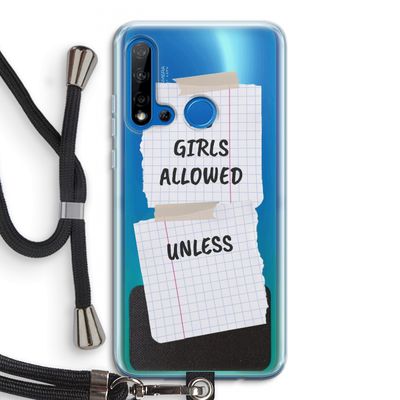 No Girls Allowed Unless: Huawei P20 Lite (2019) Transparant Hoesje met koord