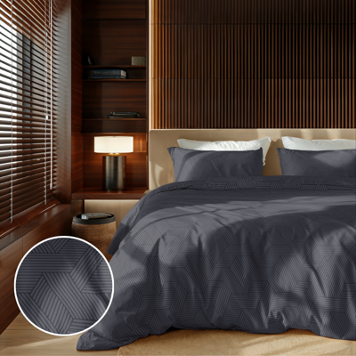 Dekbedovertrek Embossed Geometric - Antraciet - Lits-Jumeaux (240x220 Cm) - Antraciet Microvezel - Effen - Zydante - Dekbed-Discounter.nl Dekbedovertrek Embossed Geometric - Antraciet - Lits-Jumeaux (240x220 Cm) - Antraciet Microvezel - Effen - Zydante - Dekbed-Discounter.nl