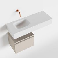 Toiletmeubel Mondiaz Andor | 80 cm | Meubelkleur Linen | Lex vrijhangend wastafel Talc Links | Zonder kraangat