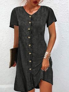 Casual Denim Loose Buckle Dress