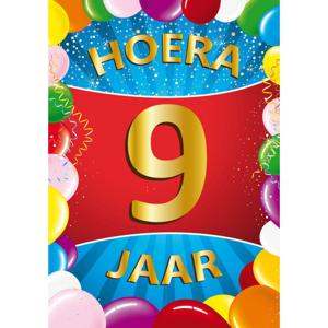 9 jaar verjaardag versiering poster - 59 x 84 cm - leeftijd feestartikelen