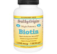 Biotine, Hoge Dosering, 5000 mcg (150 vegetarische capsules) - Healthy Origins