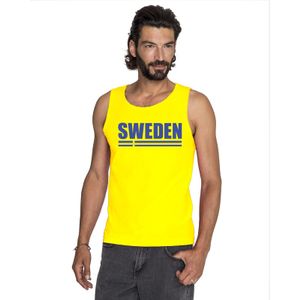 Geel Zweden supporter singlet shirt/ tanktop heren