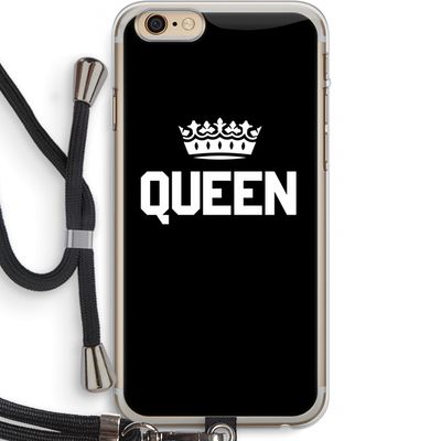 Queen zwart: iPhone 6 PLUS / 6S PLUS Transparant Hoesje met koord