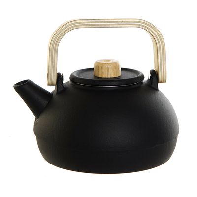 Items Kitchen Theepot - gietijzer - 900 ml - mat zwart