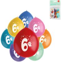 Folat ballonnen party pop monsters cijfer 6 kleurmix 23 cm 8 stuks | 24 stuks
