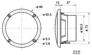 Visaton FR 8 WP - 8 Ohm 3.3 inch 8 cm Breedband-luidspreker 15 W 8 Ω Zwart Zeewaterbestendig, Luidspreker voor buiten