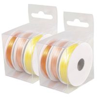 6x Rollen satijnlint kleurenmix oranje rol 10 cm x 6 meter cadeaulint verpakkingsmateriaal - Cadeaulinten
