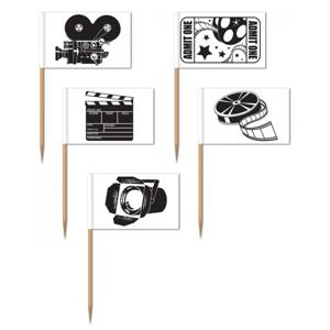 Hollywood thema cocktailprikkers - 50x stuks - 6,5 cm - film/bioscoop versiering