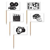 Hollywood thema cocktailprikkers - 50x stuks - 6,5 cm - film/bioscoop versiering