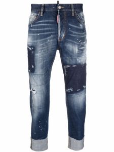 DSQUARED2 jean droit à design patchwork - Bleu