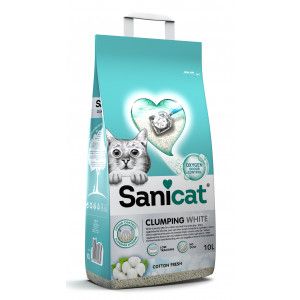 Sanicat Clumping White Cotton Fresh kattenbakvulling 2 x 10 liter