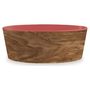 Tarhong Voerbak hond olive melamine houtprint / sienna roze