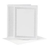 Creativ Company Kaarten om te borduren, afmeting kaart 10,5x15 cm, afmeting envelop 11,5x16,5 cm, wit, 6 set/ 1 doos