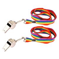 Regenboog keycord/koordje met fluitje - 25x - gay pride kleuren - Regenboogvlag - LHBTIQ+ accessoire