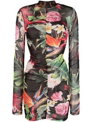Philipp Plein robe courte à fleurs - Noir