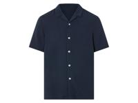 LIVERGY Mousseline heren overhemd (Marineblauw, M)