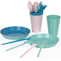 Juypal Servies 24-delig - pastel gekleurd - kunststof - voor 4 personen - herbruikbaar - BPA-vrij