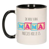 Cadeau koffie/thee mok voor mama - zwart - liefde - keramiek - Moederdag