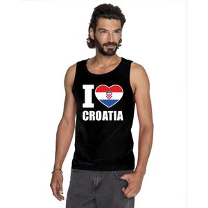 Zwart I love Kroatie fan singlet shirt/ tanktop heren