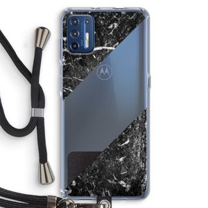 Zwart marmer: Motorola Moto G9 Plus Transparant Hoesje met koord