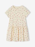 Meisjesjurk met print vanille