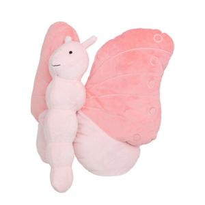 Knuffeldier Vlinder - zachte pluche stof - fluffy knuffels - roze - 28 cm