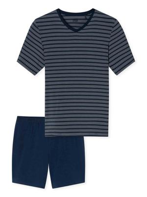 Schiesser - Shortama - Long life Soft - zwartblauw, Maat:2XL