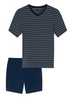 Schiesser - Shortama - Long life Soft - zwartblauw, Maat:2XL
