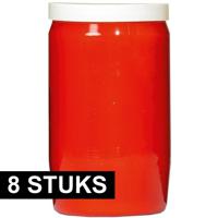 Grafkaars/gedenklicht - 8x - rood - 6 x 10 cm - 3 dagen brandtijd