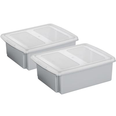 Sunware opslagboxen set - 2x stuks -17 liter - grijs - 45 x 36 x 14 cm - afsluitbare deksel Sunware opslagboxen set - 2x stuks -17 liter - grijs - 45 x 36 x 14 cm - afsluitbare deksel