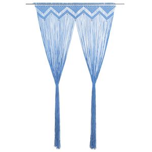VidaXL Gordijn macramé 140x240 cm katoen blauw