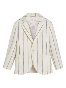 Brunello Cucinelli Kids blazer rayé à simple boutonnage - Blanc