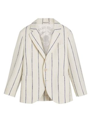 Brunello Cucinelli Kids blazer rayé à simple boutonnage - Blanc