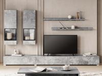 Tv-meubel set BABEL 5 deuren beton met verlichting zonder salontafel
