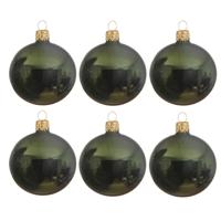 Decoris kerstballen - 6x st - donkergroen - 8 cm - glas - kerstversiering