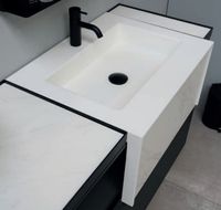 INK Tilo 600 wastafel met kraangat met voorzijde incl. tegelinleg 60x4x45 cm, onyx/solid surface mat wit/ mat concrete