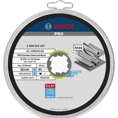 Bosch Professional X-LOCK Doorslijpschijven PRO Stainless Steel and Metal 125x22,23mm VE=10 - 2608619267