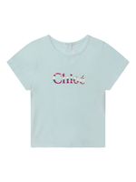 Chloé Kids t-shirt en coton biologique à logo imprimé - Bleu - thumbnail