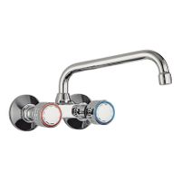 Keukenkraan Tres ESE-23 | Wandmontage | 360° Draaibaar | Mengkraan | 2-knops | Rond | Chroom