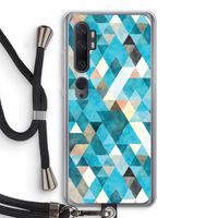 Gekleurde driehoekjes blauw: Xiaomi Mi Note 10 Transparant Hoesje met koord