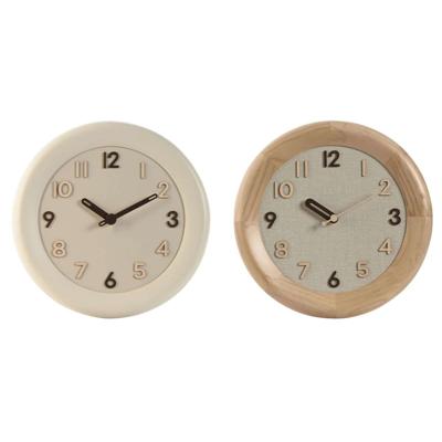 Muurklok Home ESPRIT Beige Natuurlijk Hout 30 x 5 x 30 cm (2 Stuks)