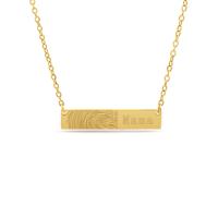 Gepersonaliseerde vingerafdruk met eigen tekst bar ketting - Stainless steel - Goud