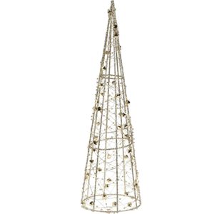 Kerstverlichting figuren Led kegel kerstboom lamp 80 cm goud op batterijen met timer